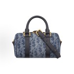 DIOR Groove 16 Adjustable and detachable shoulder strap zipper opening and closing single-shoulder crossbody handbag, mini women\'s blue